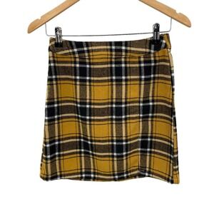 No Boundaries Clueless Mini Skirt Juniors 1 Yellow Black Plaid Polyester